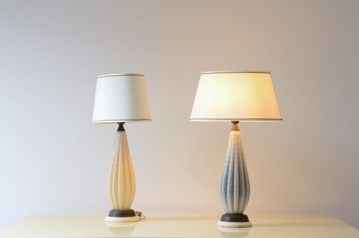 Italian Elegant pair of Murano glass table lamps For Sale