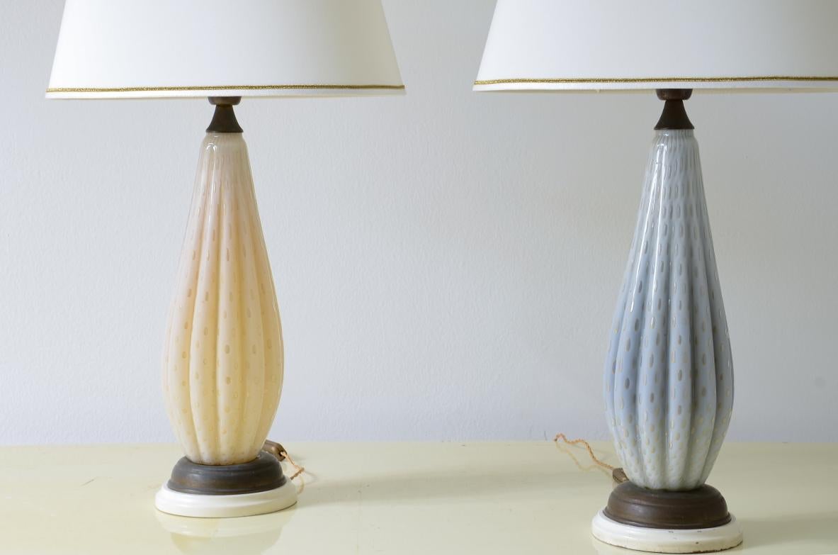 Elegant pair of Murano glass table lamps In Good Condition For Sale In Milano, IT