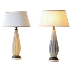 Elegant pair of Murano glass table lamps