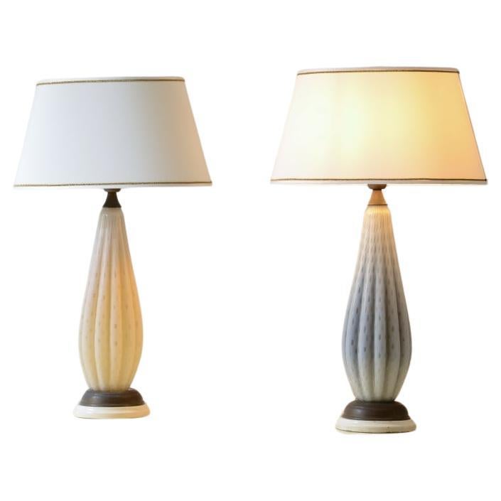 Elegant pair of Murano glass table lamps For Sale