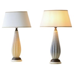 Elegant pair of Murano glass table lamps