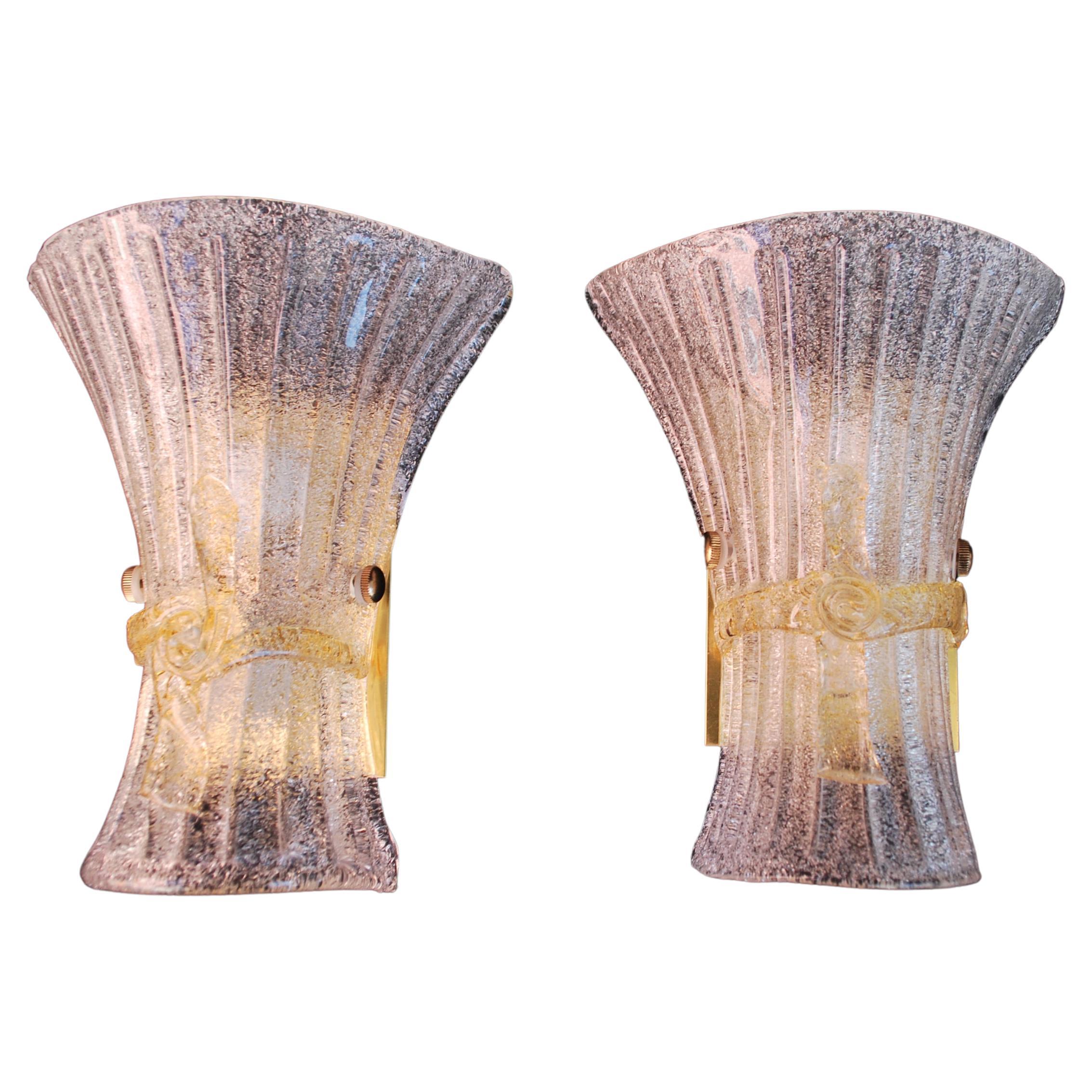 Elegant Pair of Murano Sconces For Sale