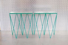 Elegant Pair of Narrow Console Tables with Granite Table Top - Customizable