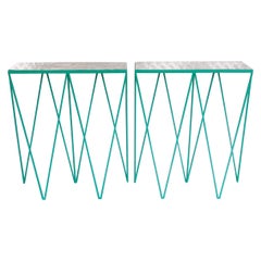 Elegant Pair of Narrow Console Tables with Granite Table Top - Customizable
