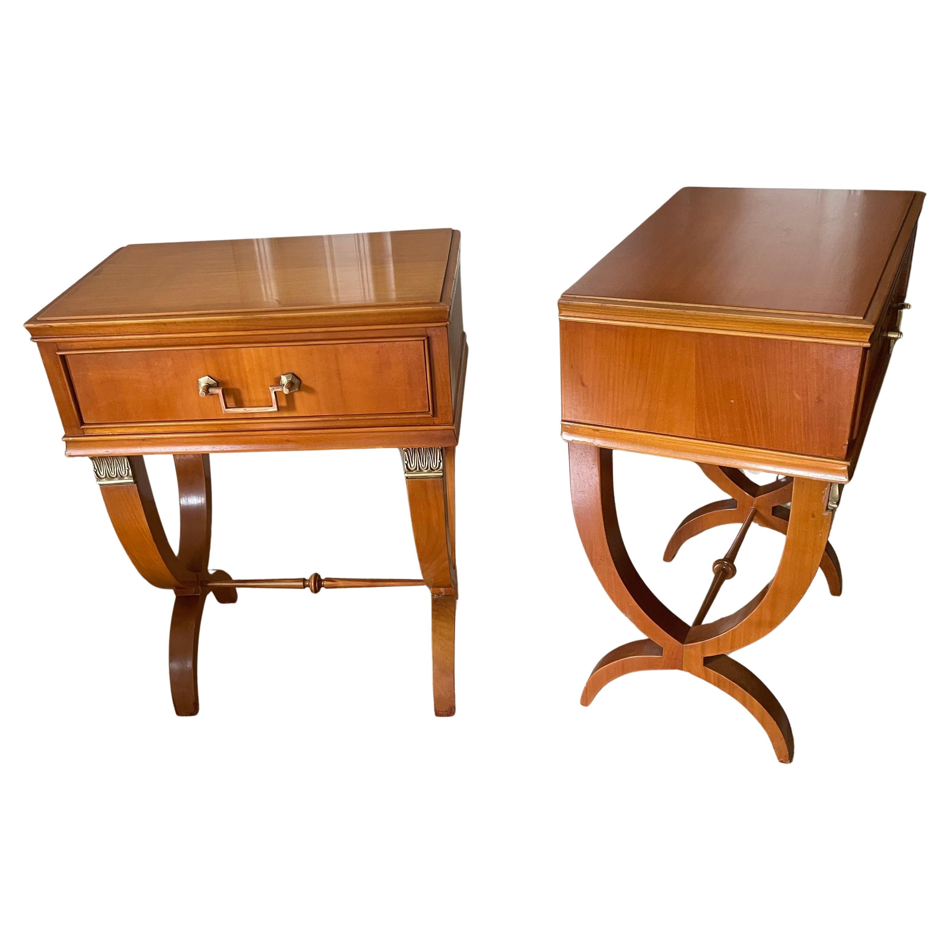 Elegant Pair of Neoclassical Side Tables by Maison De Coene Belgium 1960.