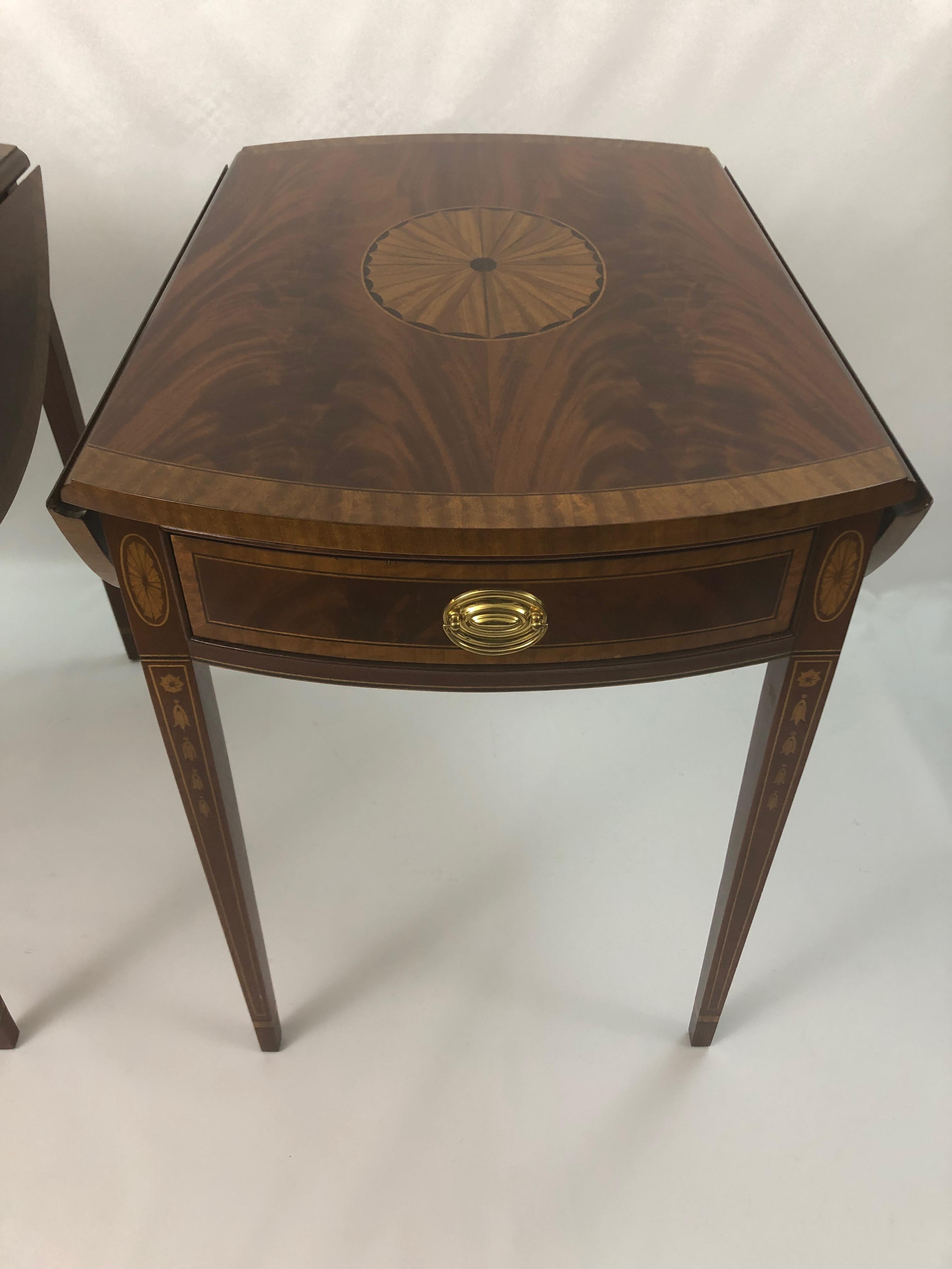 American Elegant Pair of Pembroke Drop-Leaf End Tables by Councill