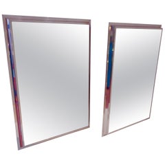 Elegant Pair of Polished Aluminium Mirrors Attributed to Guy Lefevre, France