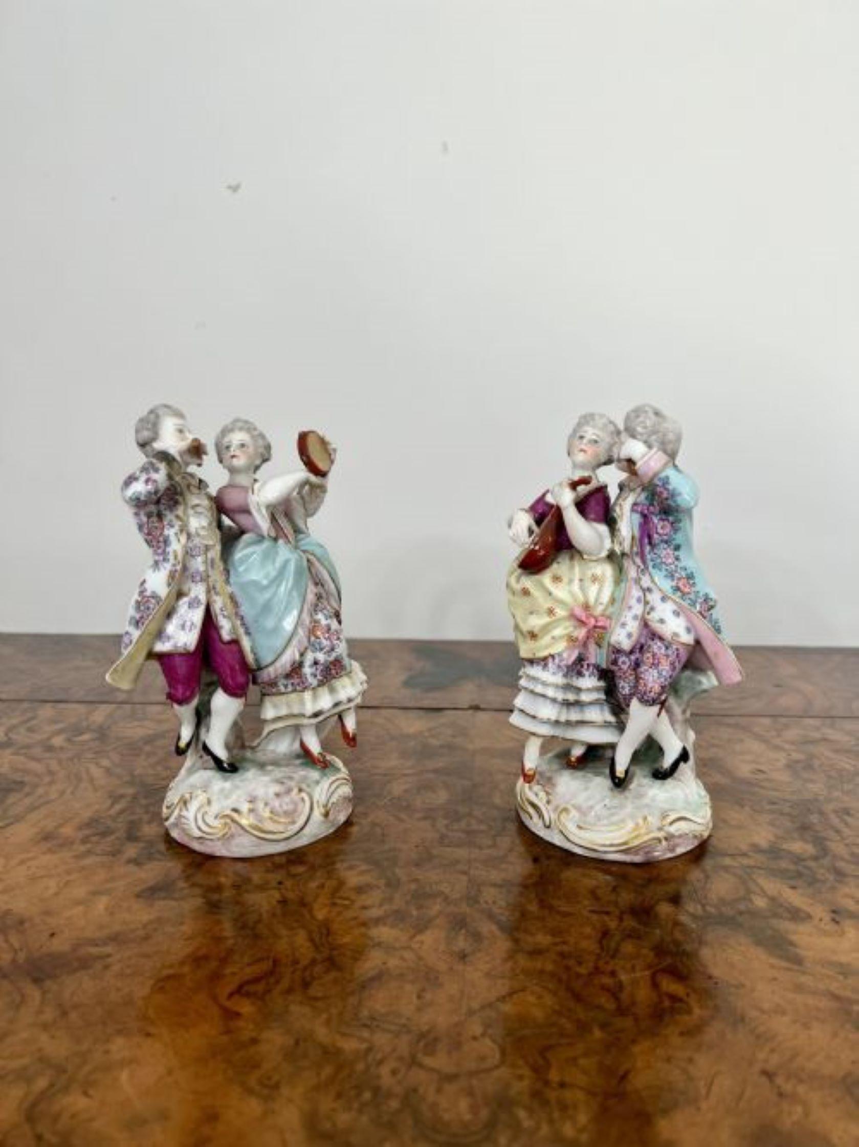 19th Century Elegant pair of quality antique 19th century porcelain Meissen figurines  For Sale