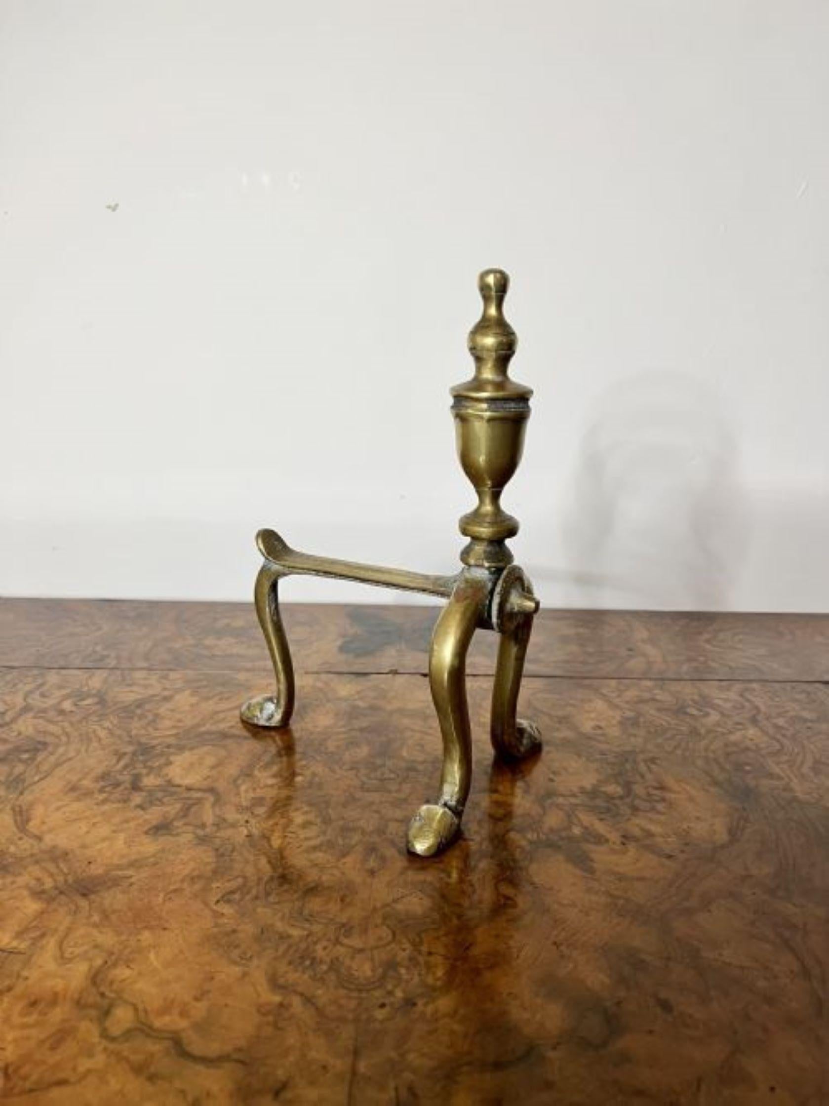 19th Century Elegant pair of quality antique Victorian brass fire dogs  For Sale