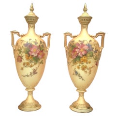 Elegant Pair of Royal Worcester Blush Ivory Vases