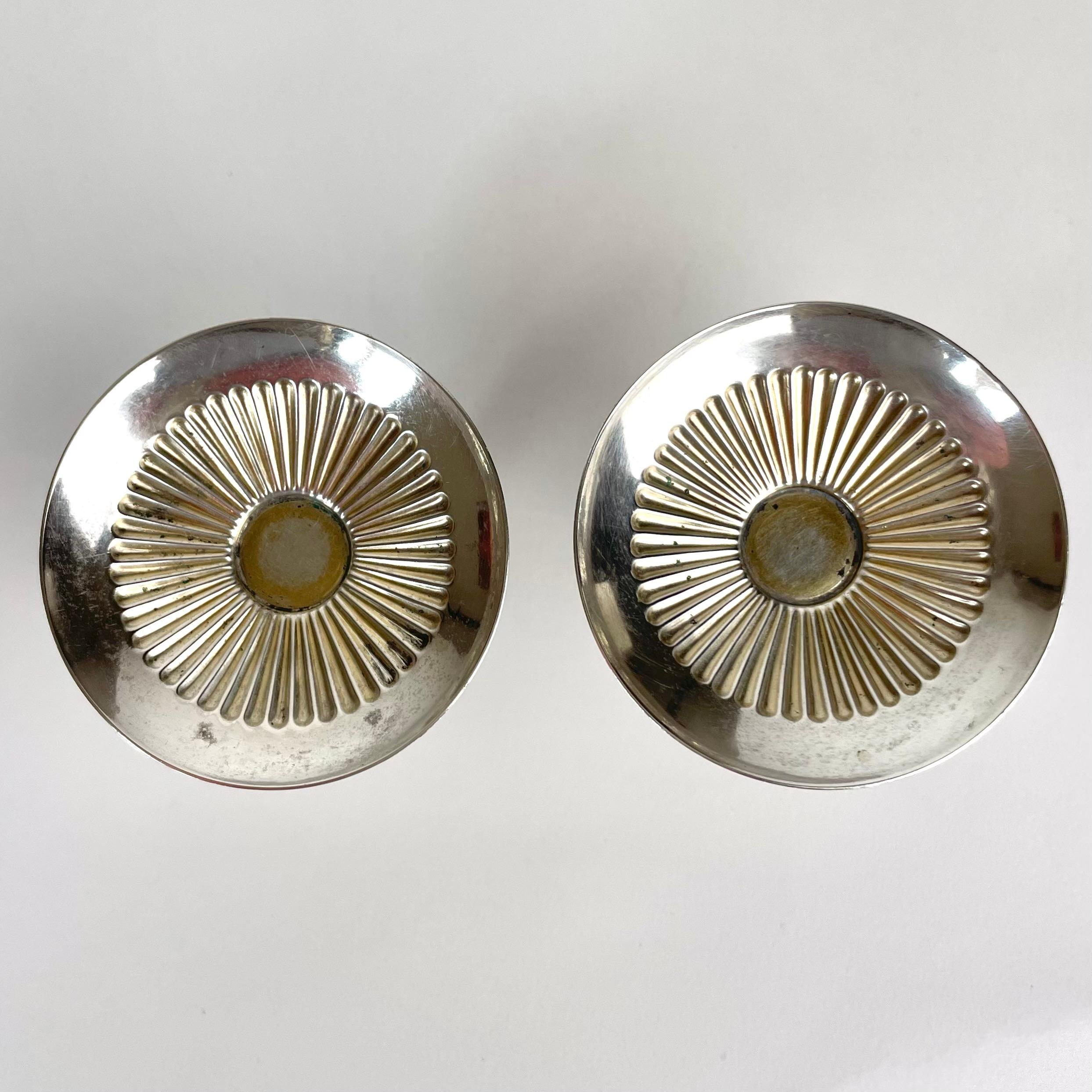 Early 20th Century Elegant pair of Salt Cellars in Silver from GAB. Empire style in 1909 For Sale