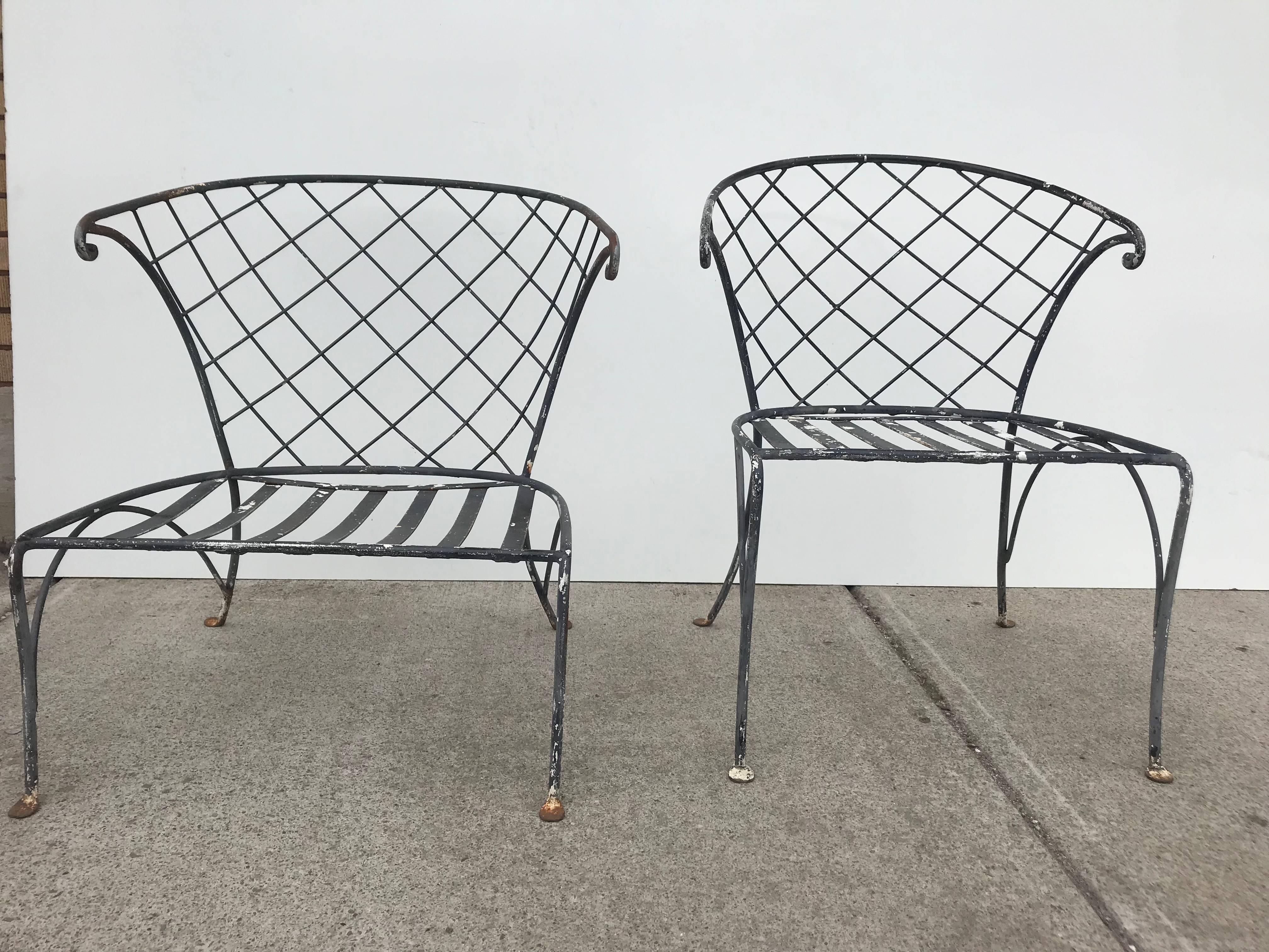 Elegant Pair of Salterini Wrought Iron Outdoor Patio Garden Chairs 2