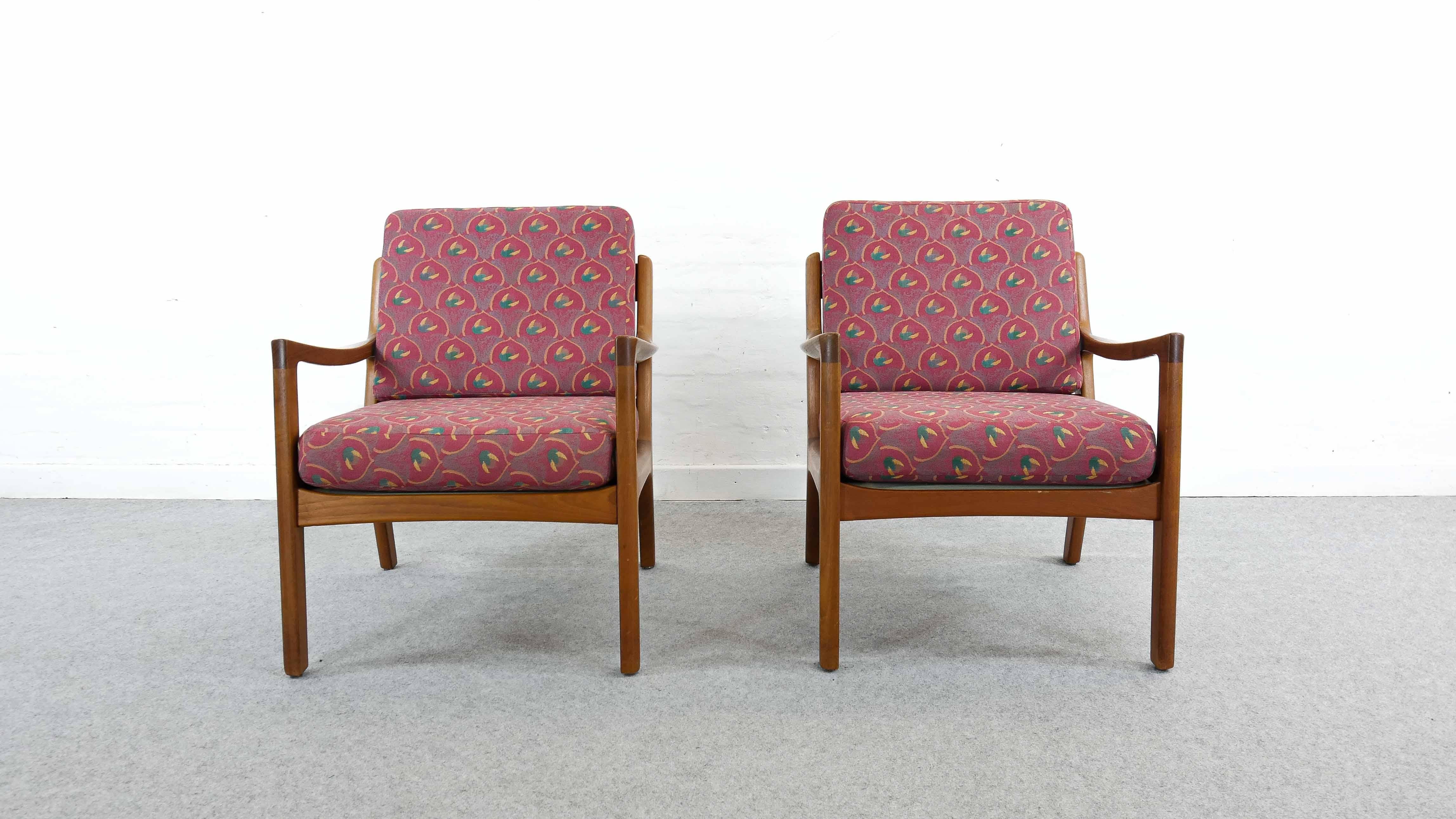 Danish Elegant Pair of Scandinavian Senator Easy Chairs by Ole Wanscher in Teak Denmark For Sale