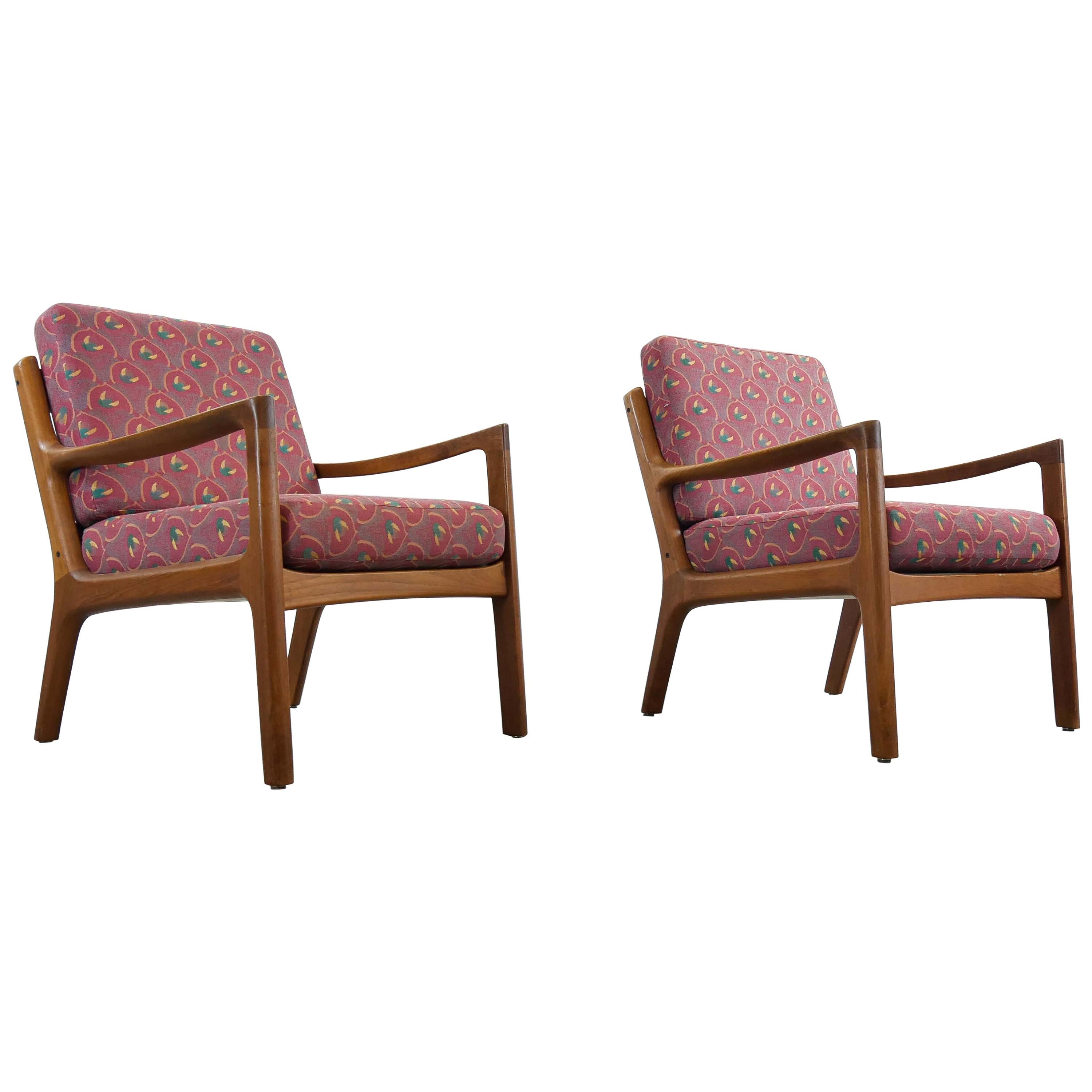 Elegant Pair of Scandinavian Senator Easy Chairs by Ole Wanscher in Teak Denmark