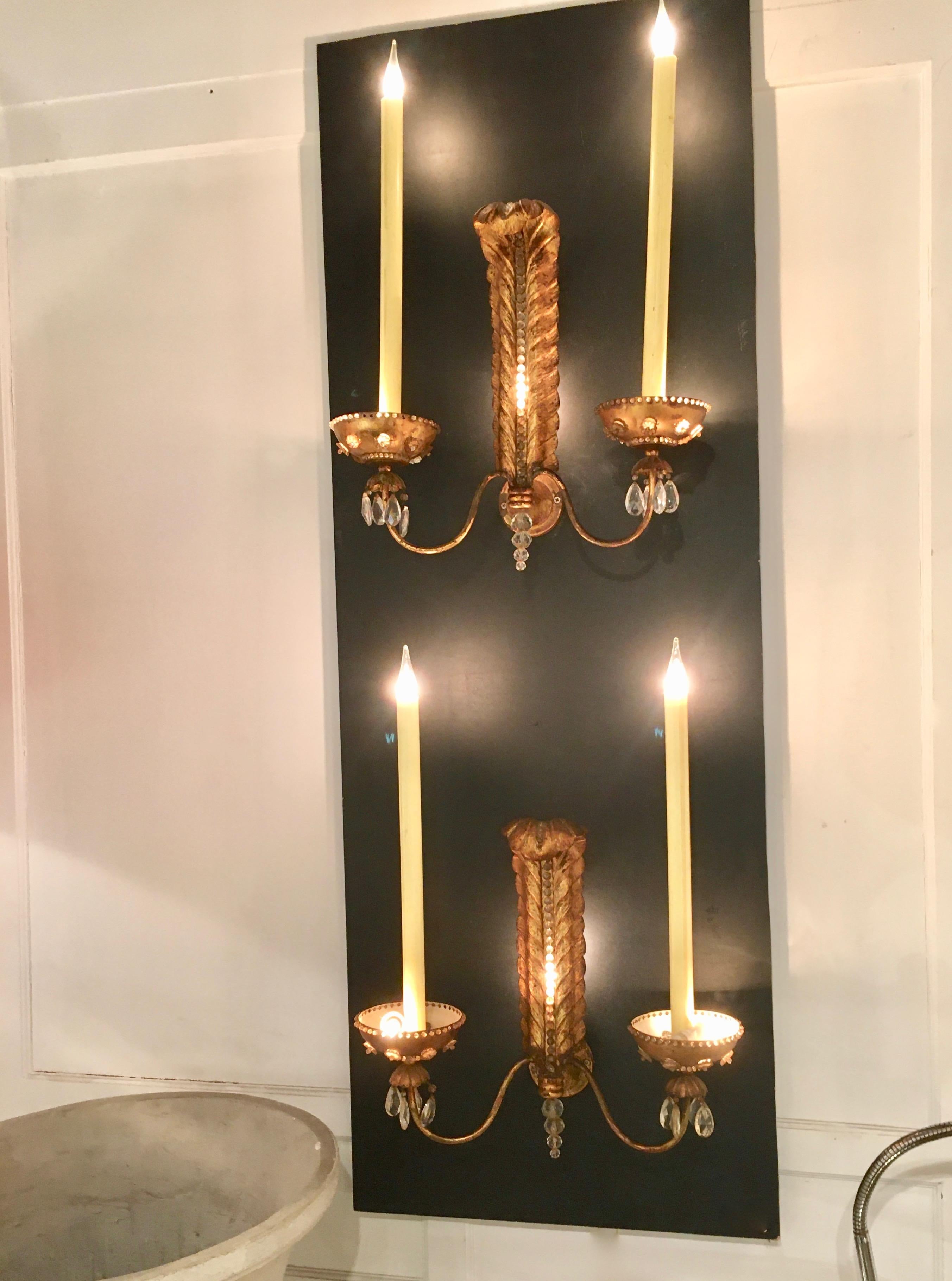 Elegant Pair of Sconces by Maison Baguès, France, 1950 In Good Condition For Sale In Brussels, BE