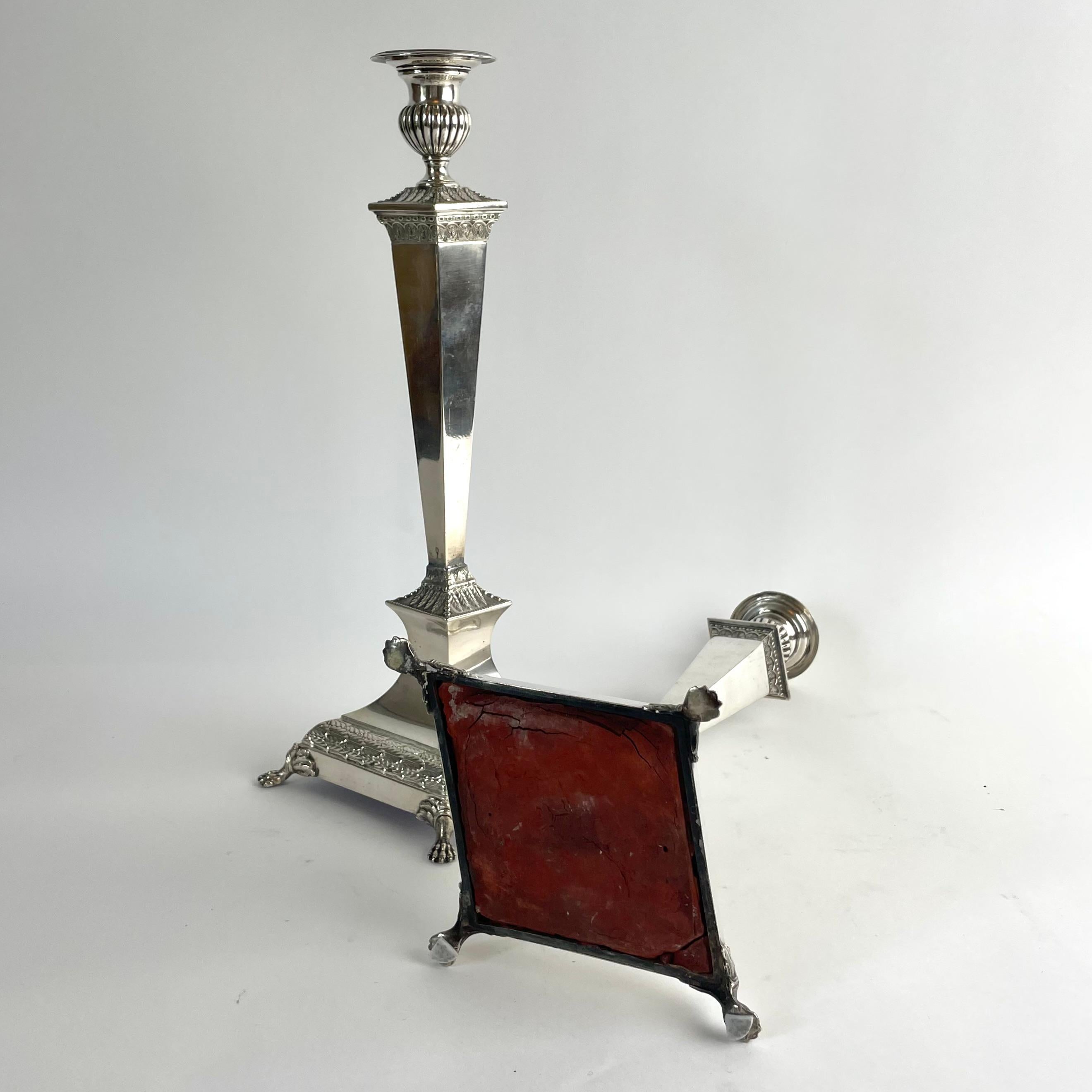 Elegant Pair of Silver-Plated Candelabra, England c. 1820, Regency For Sale 5