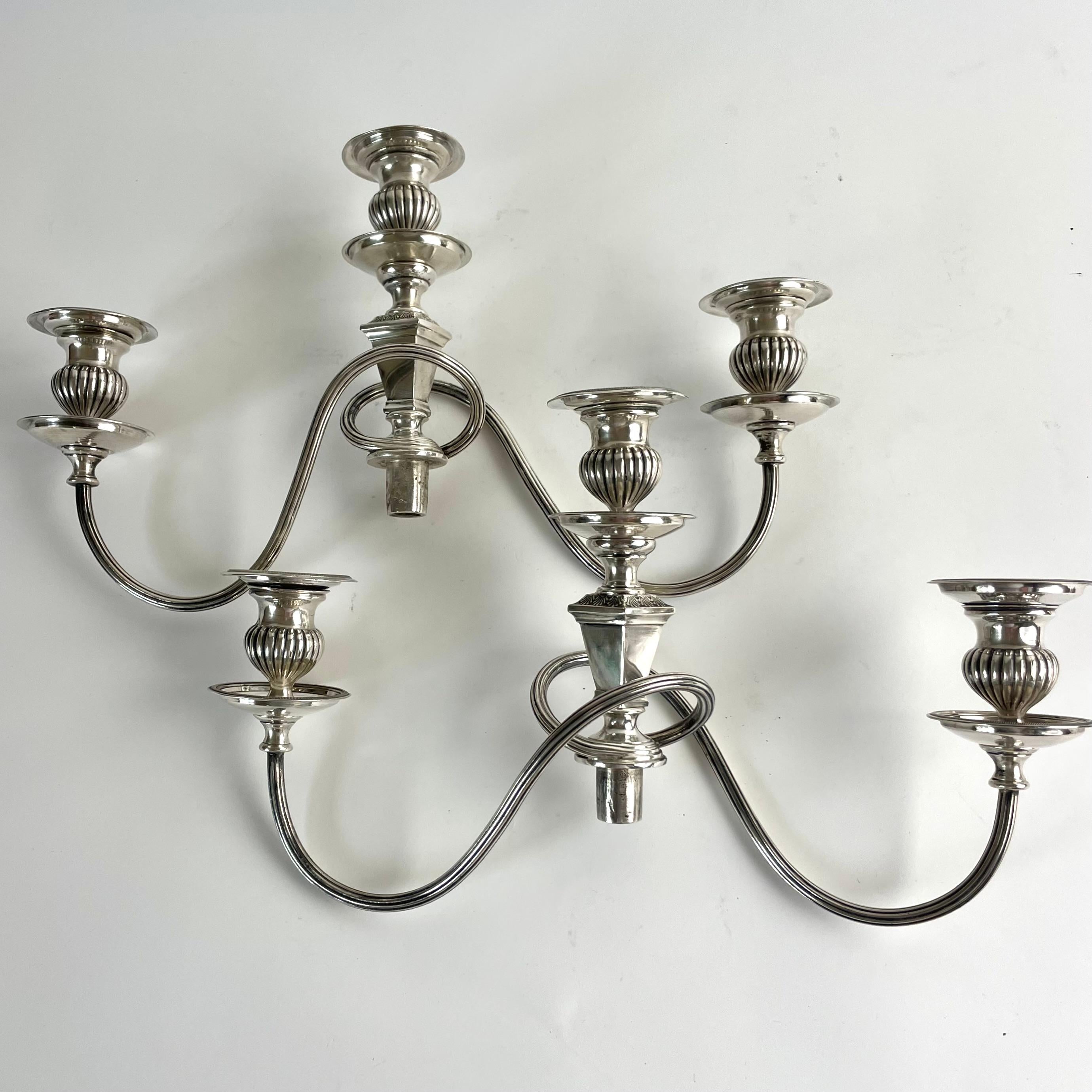 Elegant Pair of Silver-Plated Candelabra, England c. 1820, Regency For Sale 6