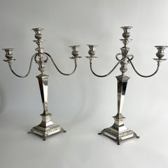 Elegant Pair of Silver-Plated Candelabra, England c. 1820, Regency