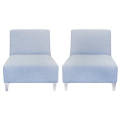 Elegant Pair of Slipper Chairs with Lucite Legs