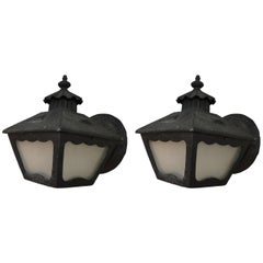 Elegant Pair of Small Outdoor 1940
s  Sconces