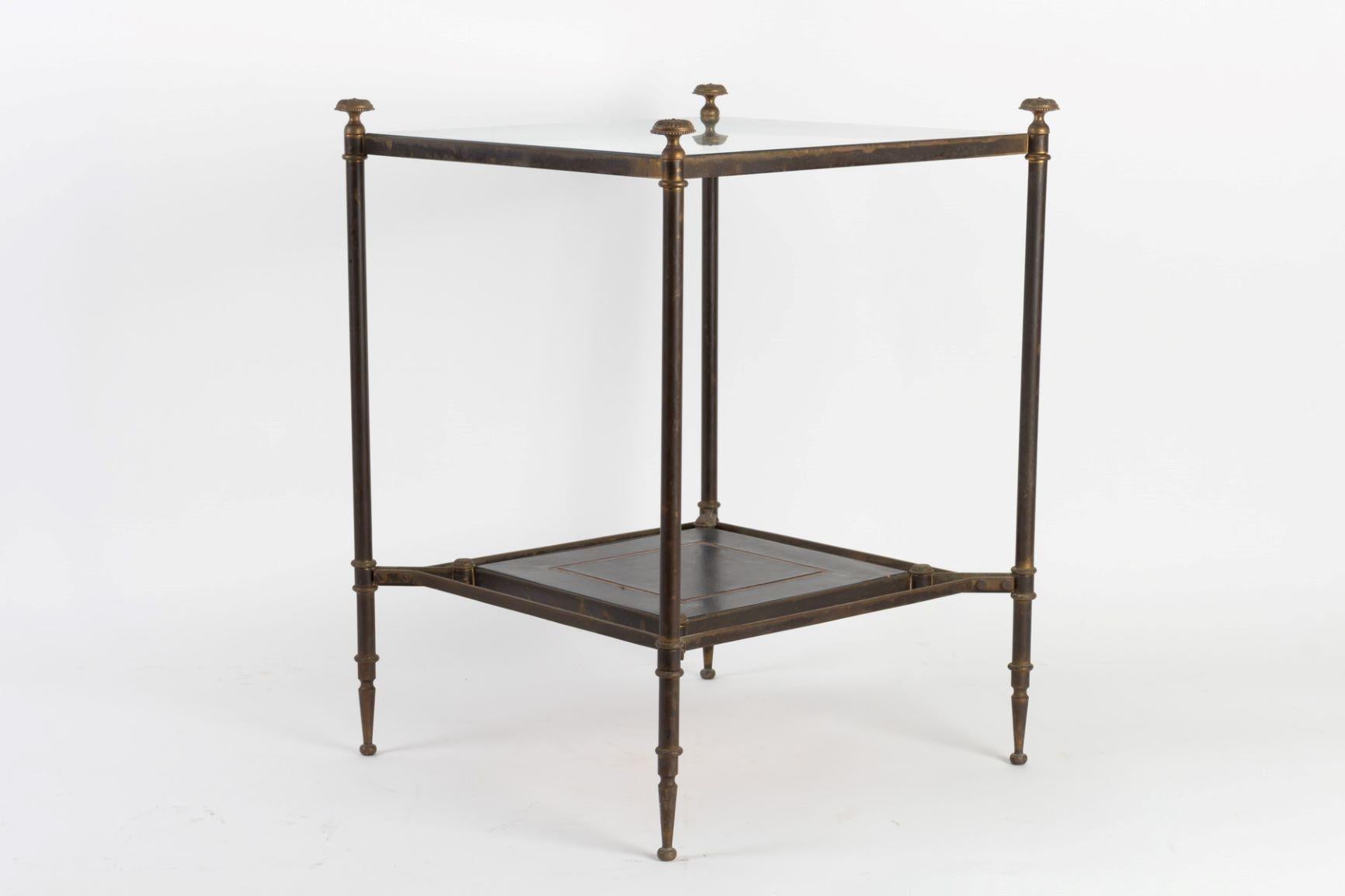 Elegant Pair of Small Square Side Tables Attributed to Maison Jansen 1940s-1950s For Sale 5