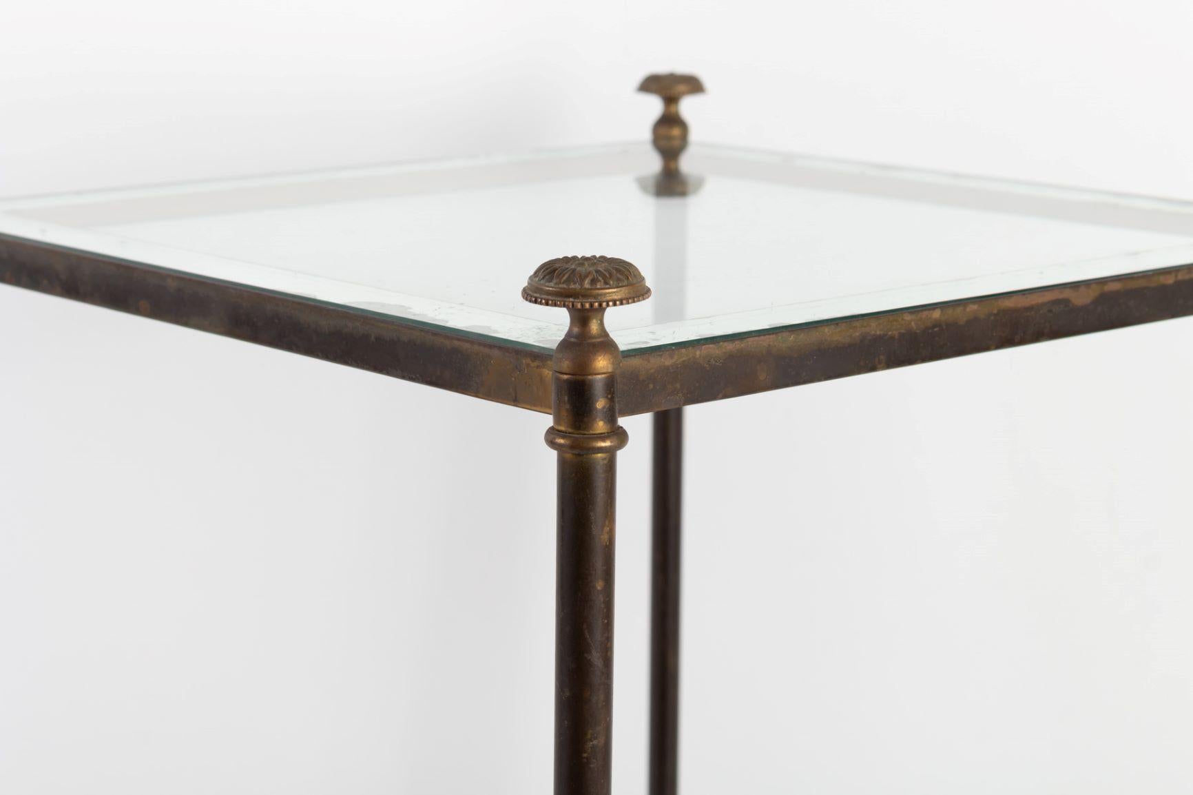 Elegant Pair of Small Square Side Tables Attributed to Maison Jansen 1940s-1950s For Sale 6