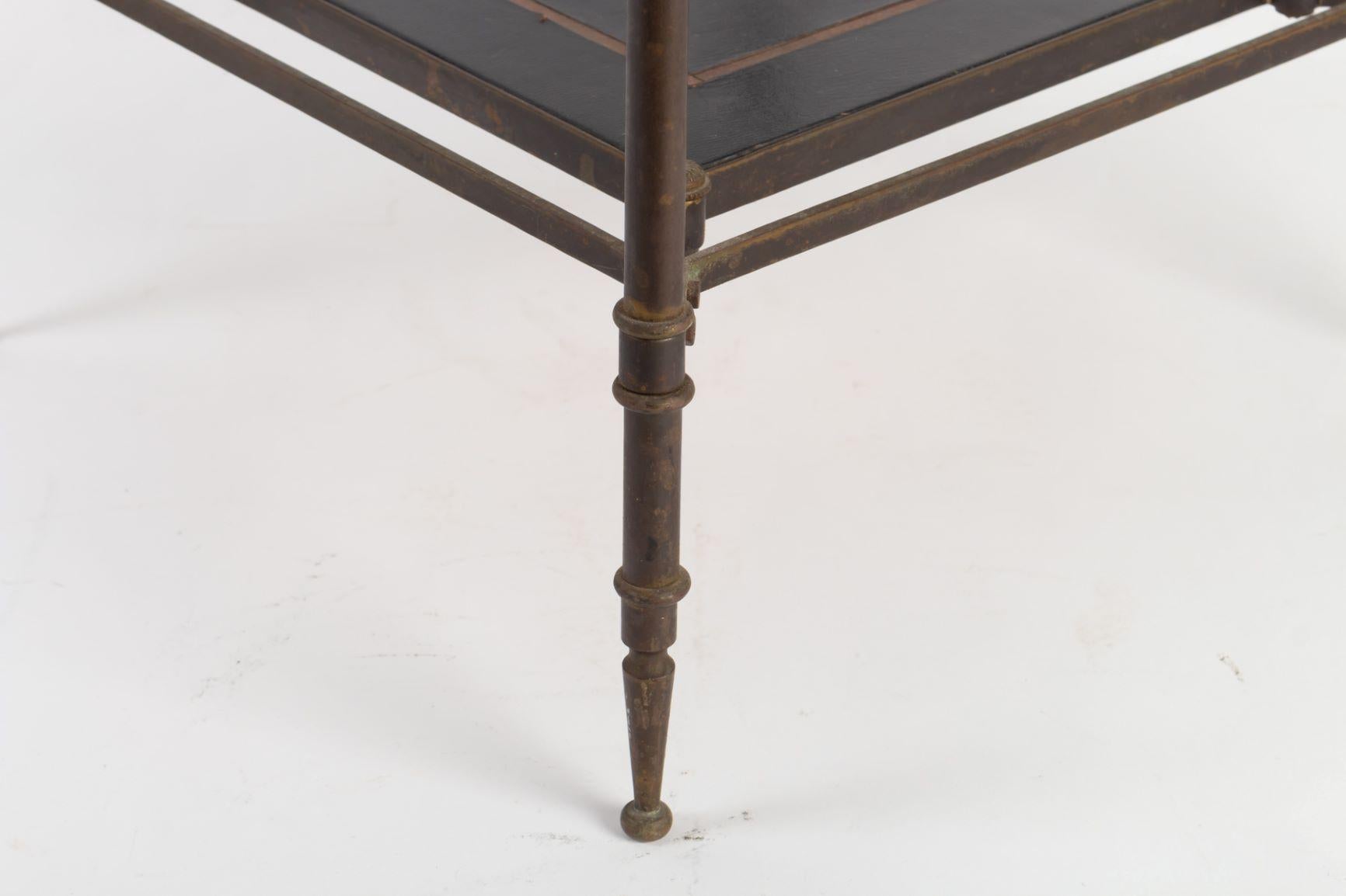 French Elegant Pair of Small Square Side Tables Attributed to Maison Jansen 1940s-1950s For Sale