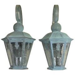 Elegant Pair of Solid Brass Wall Lantern