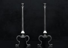 Elegant Pair of Steel Firedogs