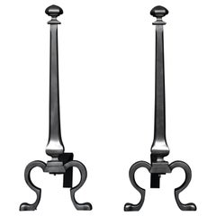 Elegant Pair of Steel Firedogs