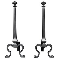 Elegant Pair of Steel Firedogs