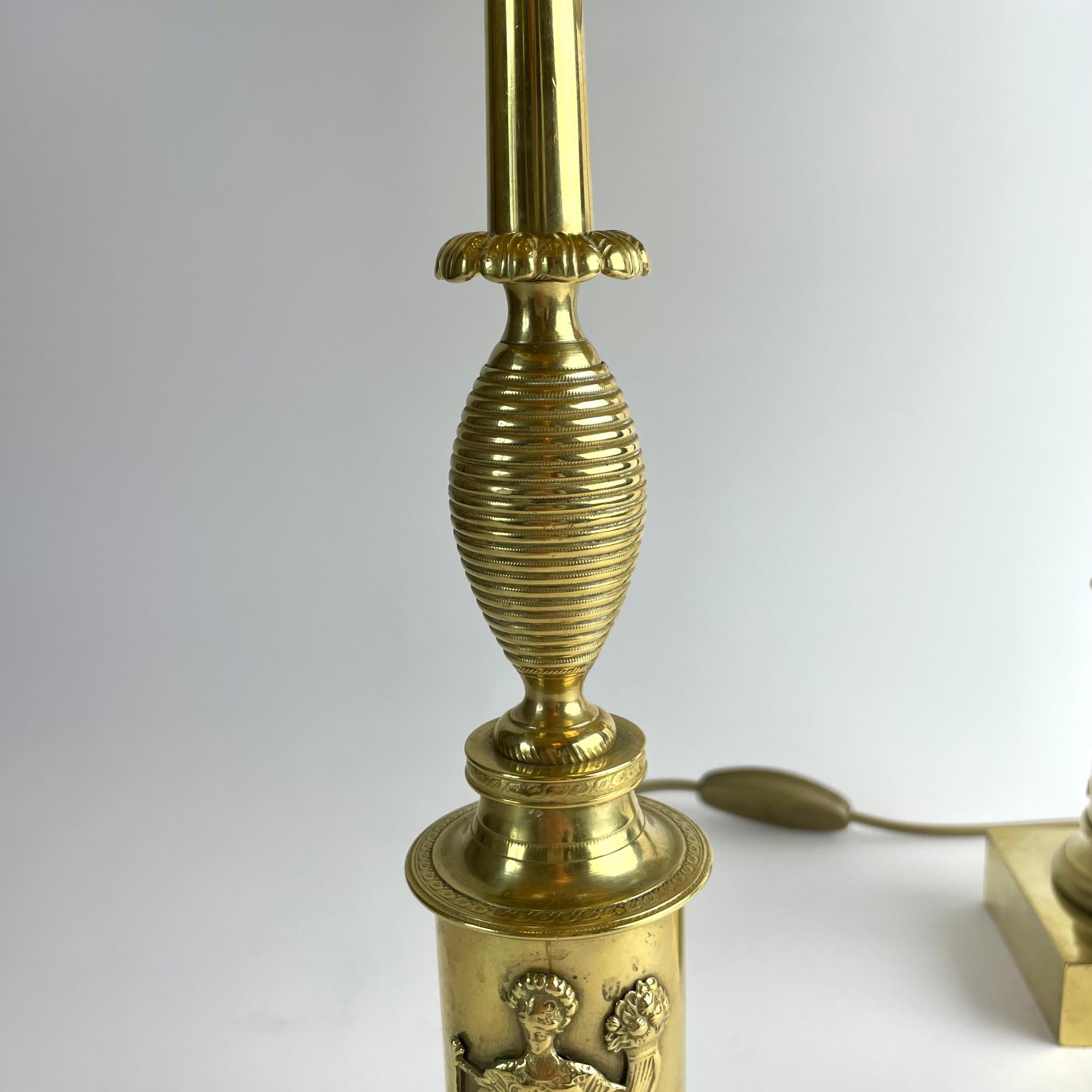 Elegant Pair of Swedish Karl Johan Table Lamps, 1820s For Sale 5