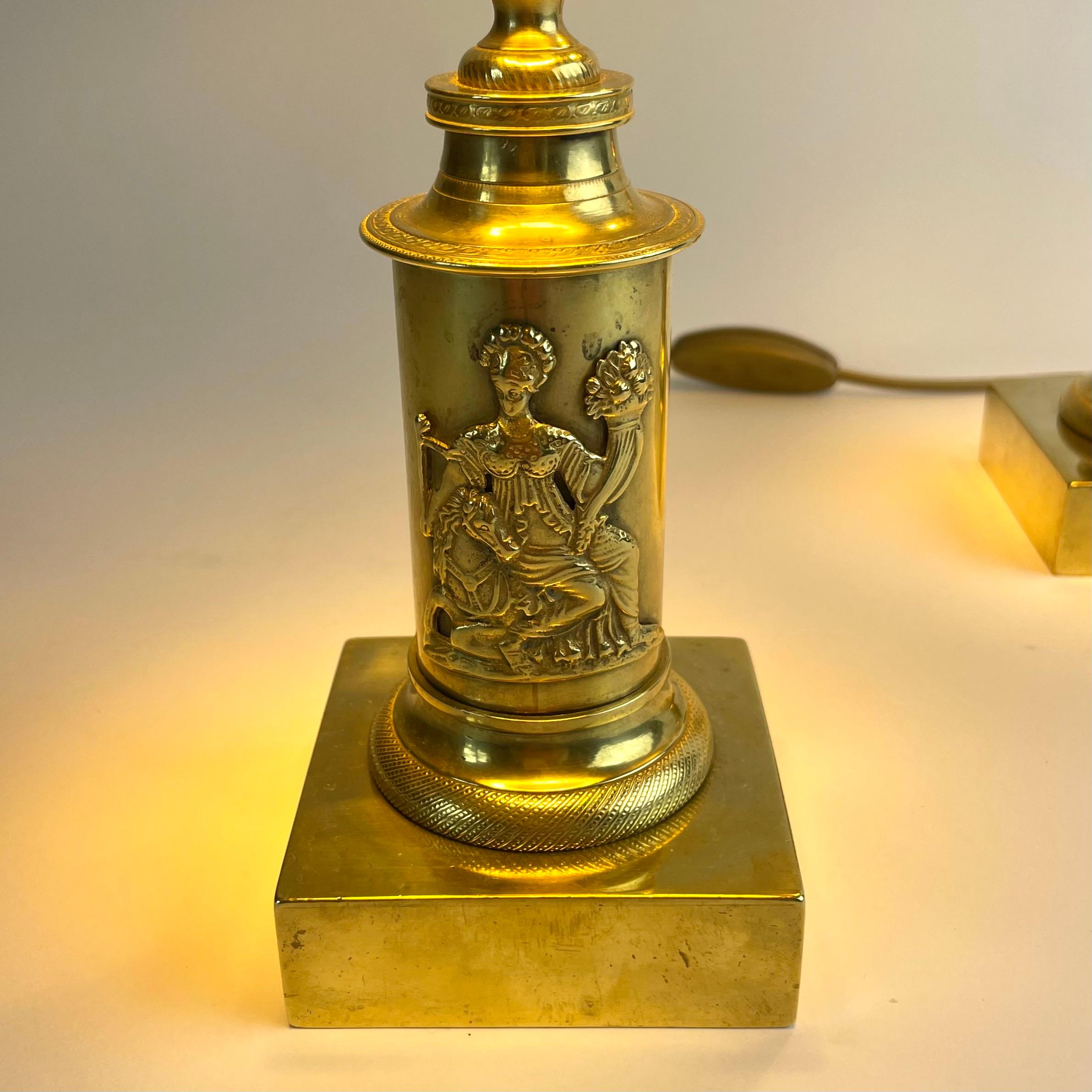 Elegant Pair of Swedish Karl Johan Table Lamps, 1820s For Sale 1