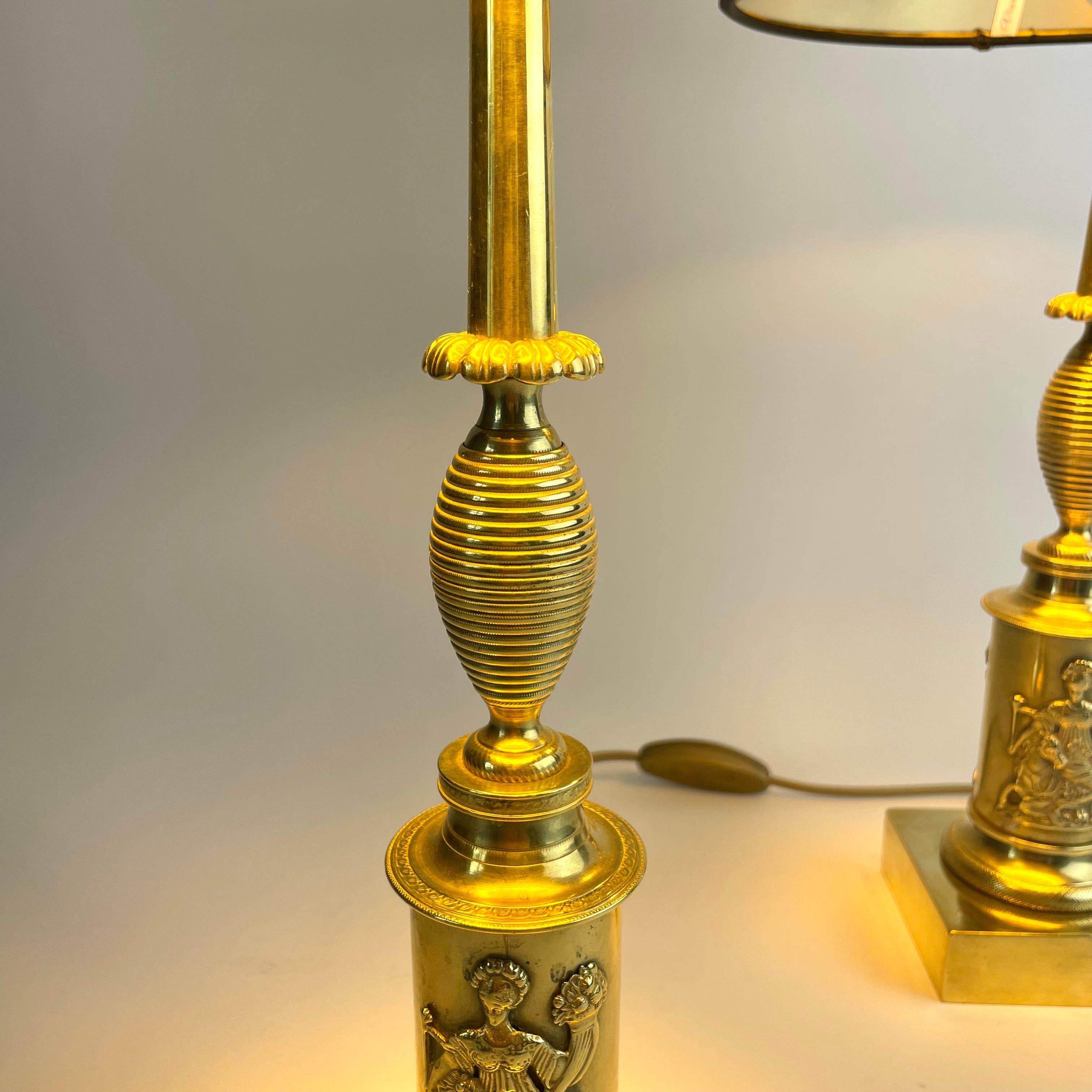 Elegant Pair of Swedish Karl Johan Table Lamps, 1820s For Sale 2