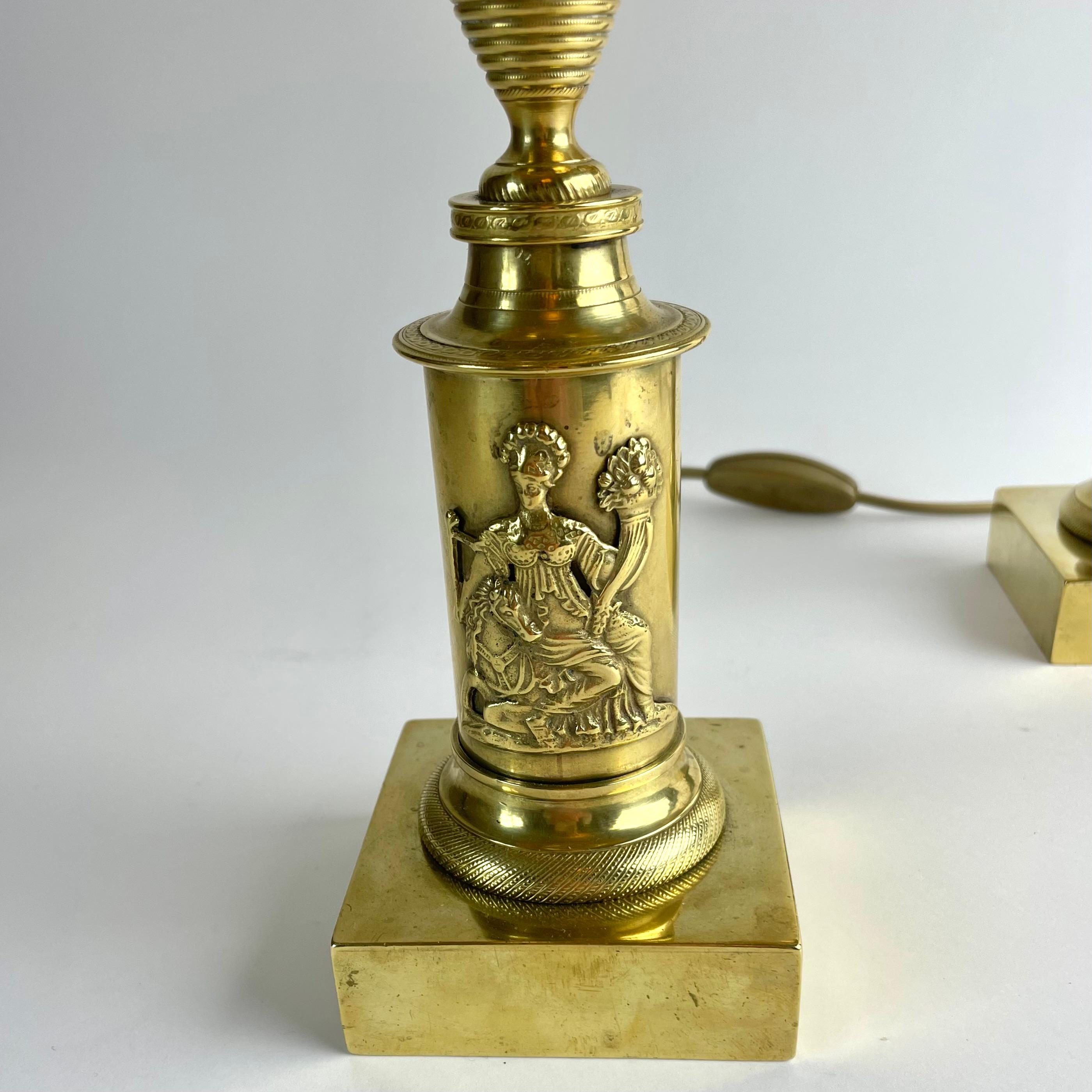 Elegant Pair of Swedish Karl Johan Table Lamps, 1820s For Sale 4