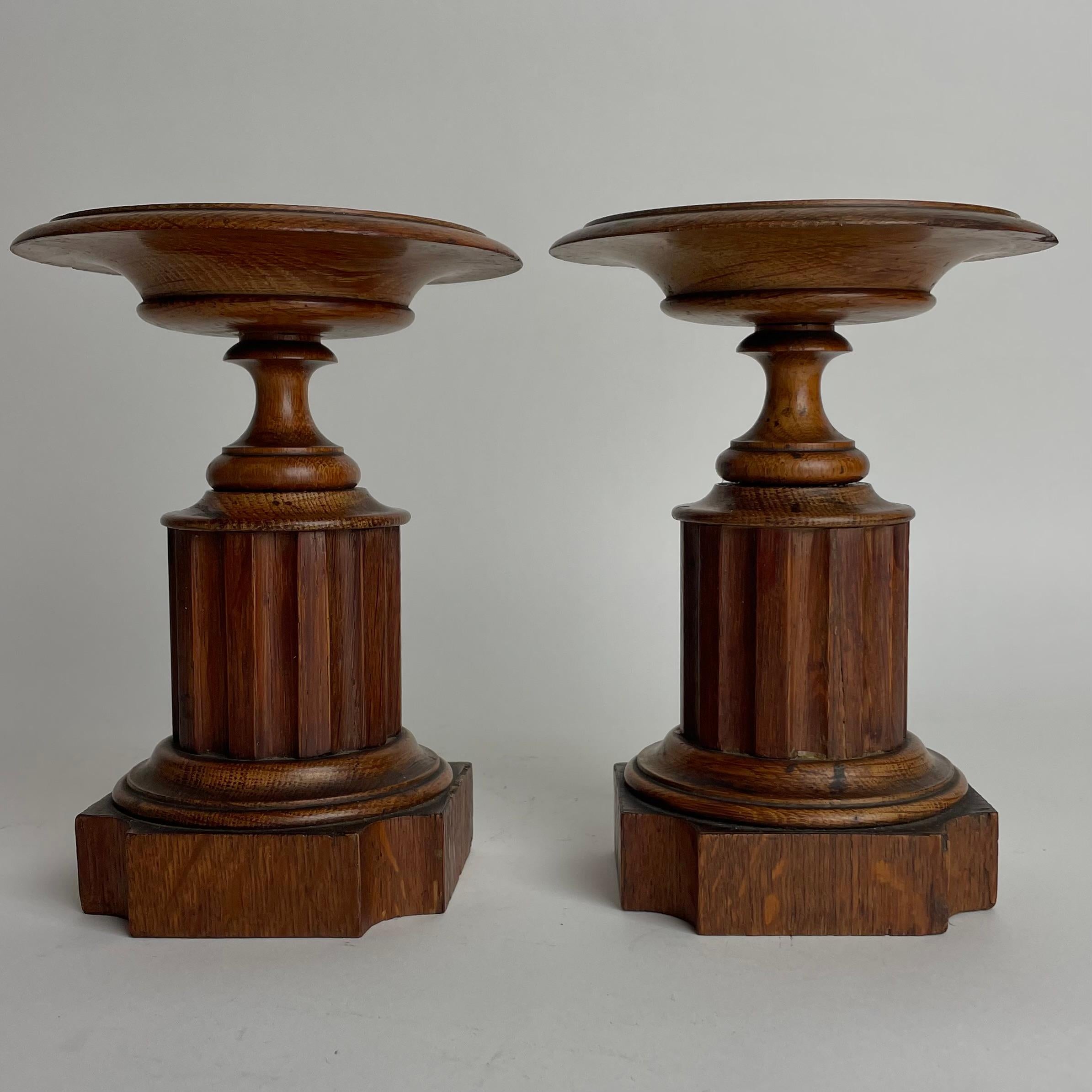 Europeo Elegante coppia di tazze in Oak del XIX secolo in stile classico in vendita