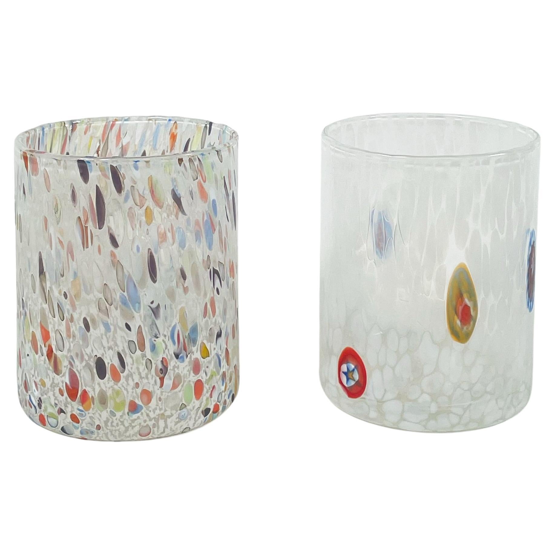 Élégante paire de verres de Murano transparents - beauté artisanale en vente