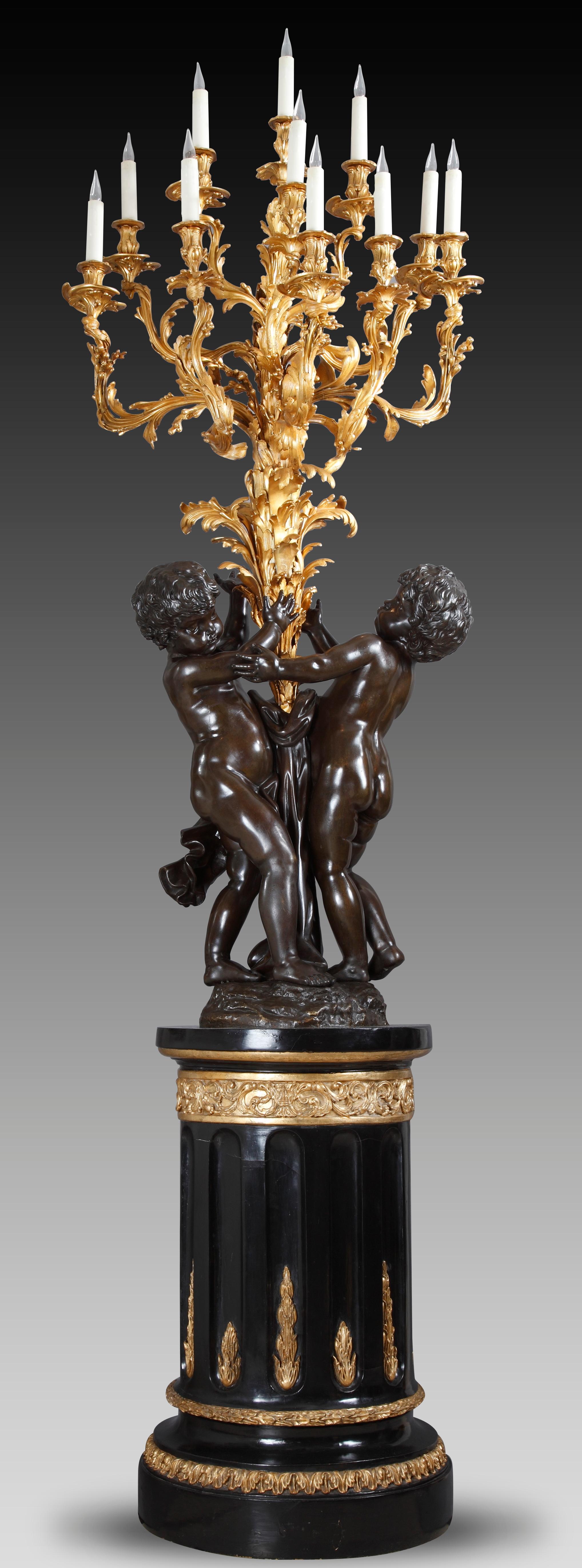 Napoleon III Pair of Bronze Putti Torcheres Attributed to v. Paillard, France, Circa 1870 For Sale