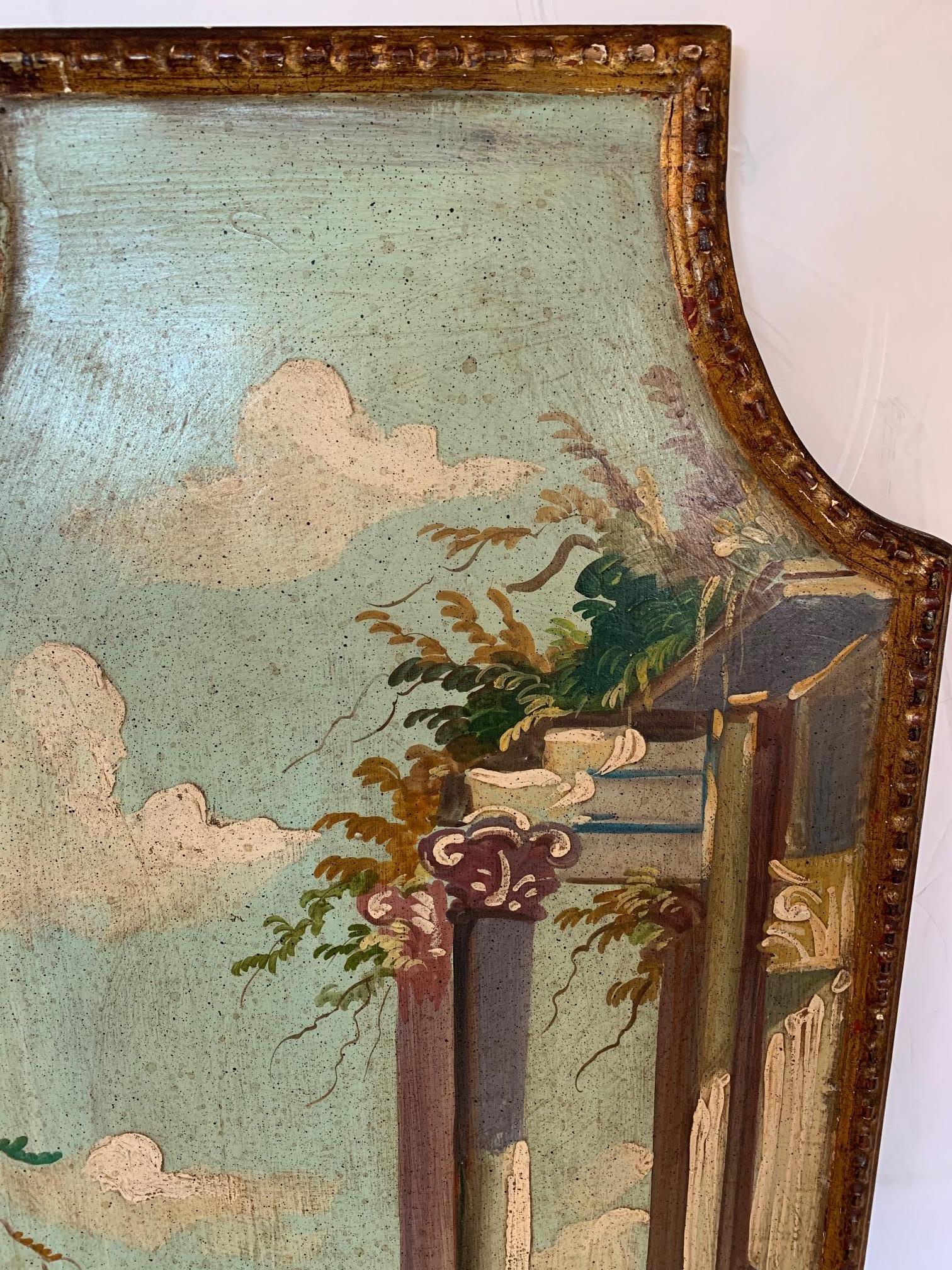 Hand-Painted Elegant Pair of Venetian Hand Painted Landscape Panels