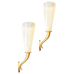 Elegante coppia di Venini Reticello o applique stile Carlo Scarpa, 1940