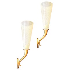 Elegant Pair of Venini Reticello Sconces or Wall Lights Carlo Scarpa Style, 1940