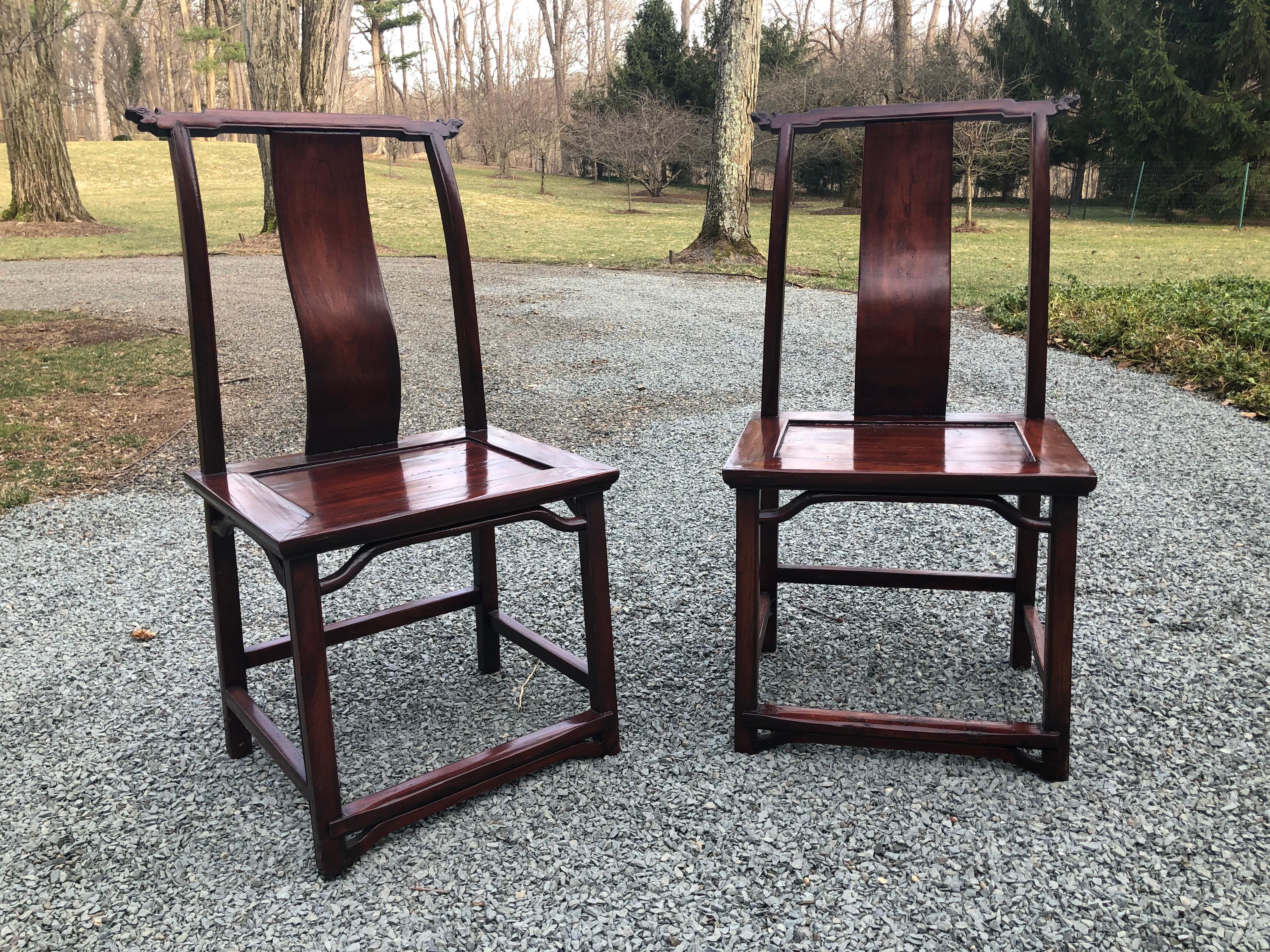 Rosewood Elegant Pair of Vintage Asian Inspired Pagoda Accent Chairs For Sale