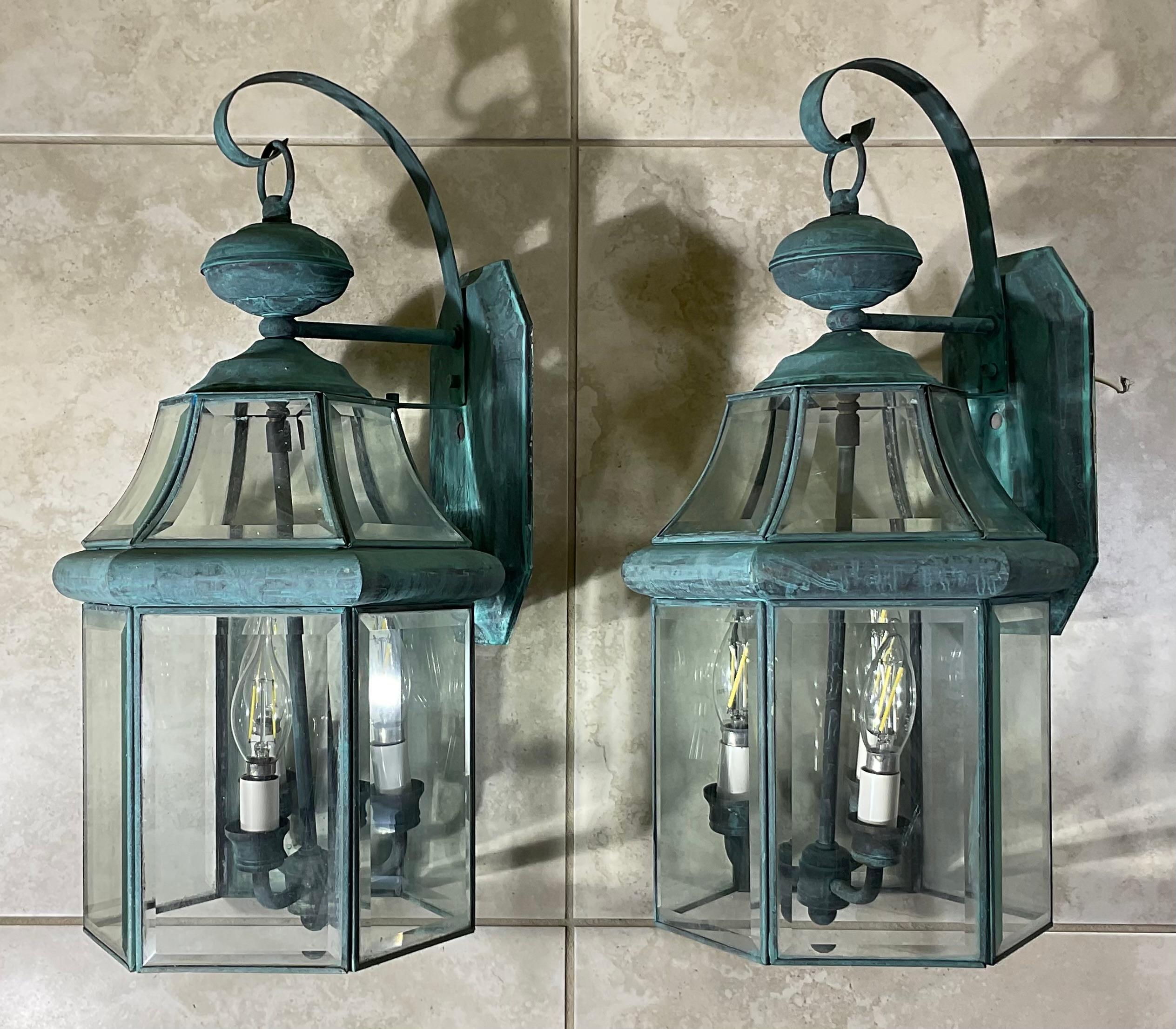 Ottone Eleganza della coppia di pareti in ottone d'epoca  Lanterne- 20 
