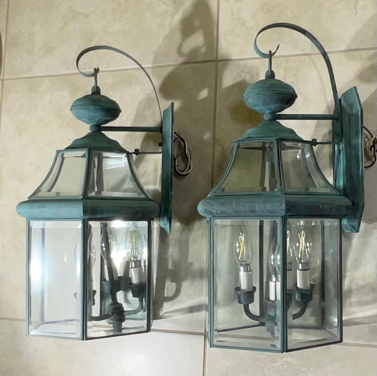 Eleganza della coppia di pareti in ottone d'epoca  Lanterne- 20 