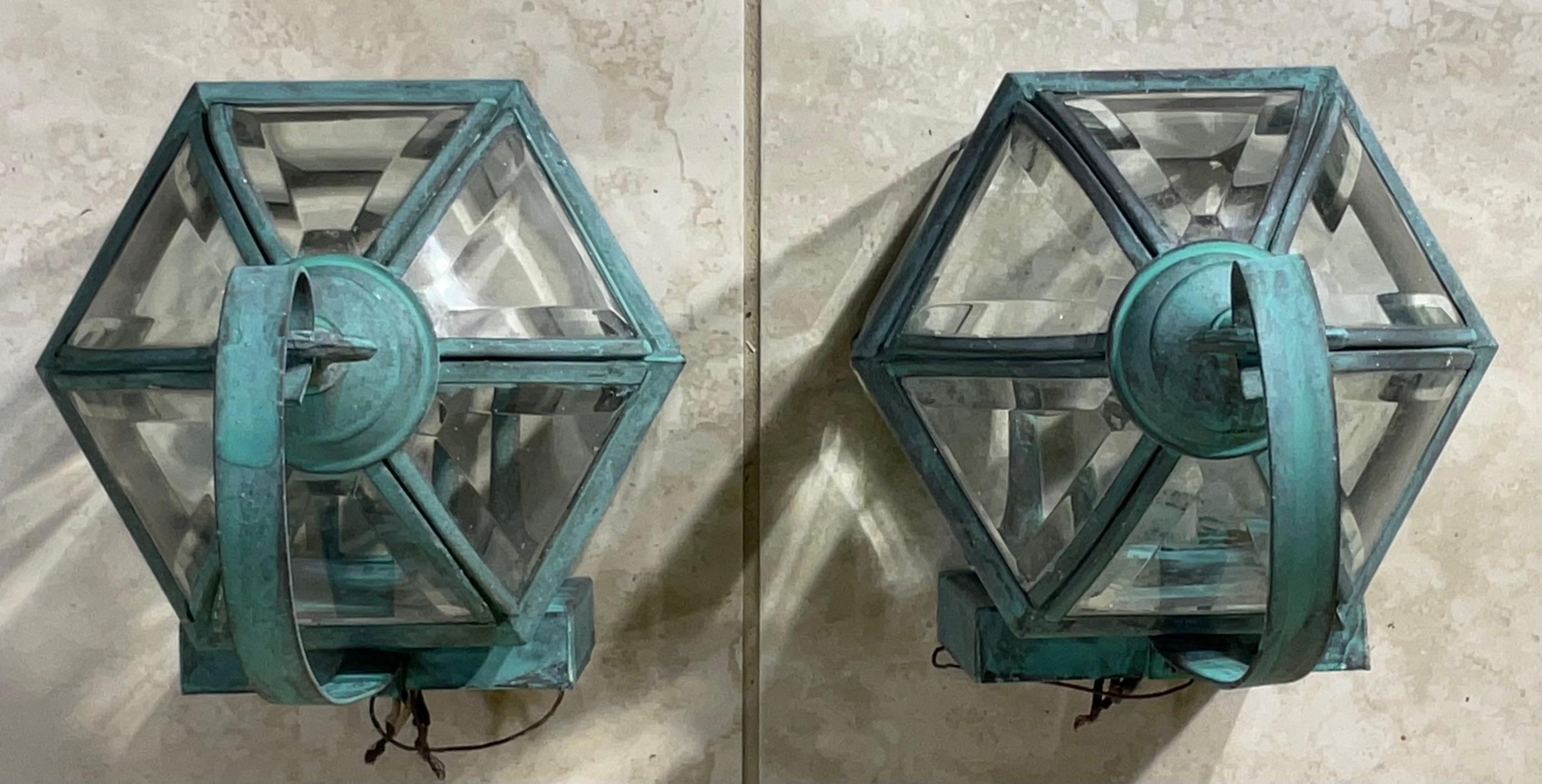 Elegance Paire d'appliques murales en laiton vintage  Lanternes -6 