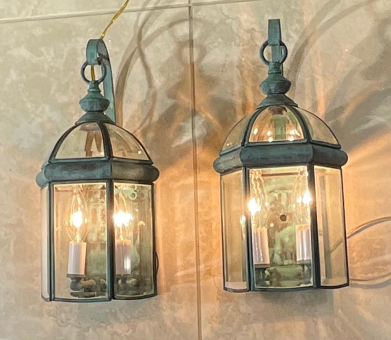 Américain Elegance Paire d'appliques murales en laiton vintage  Lanternes -6 