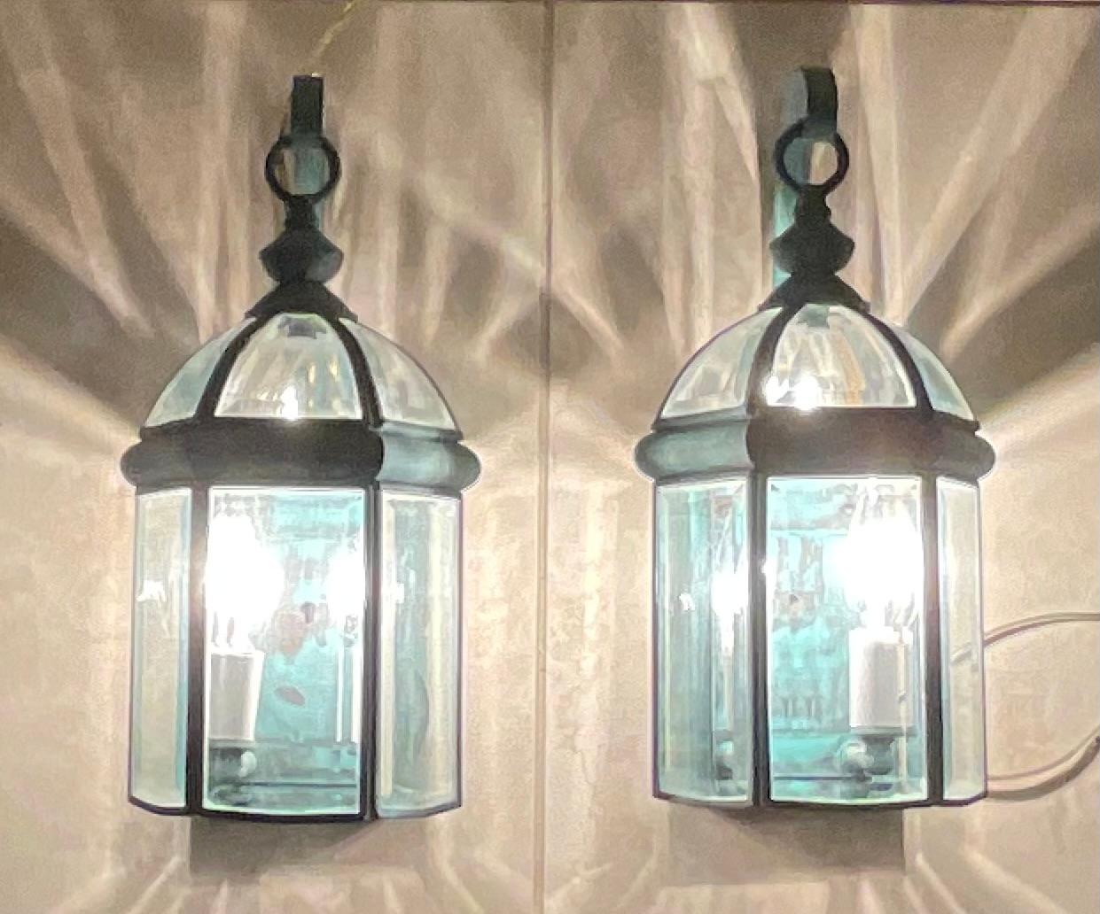 Fait main Elegance Paire d'appliques murales en laiton vintage  Lanternes -6 