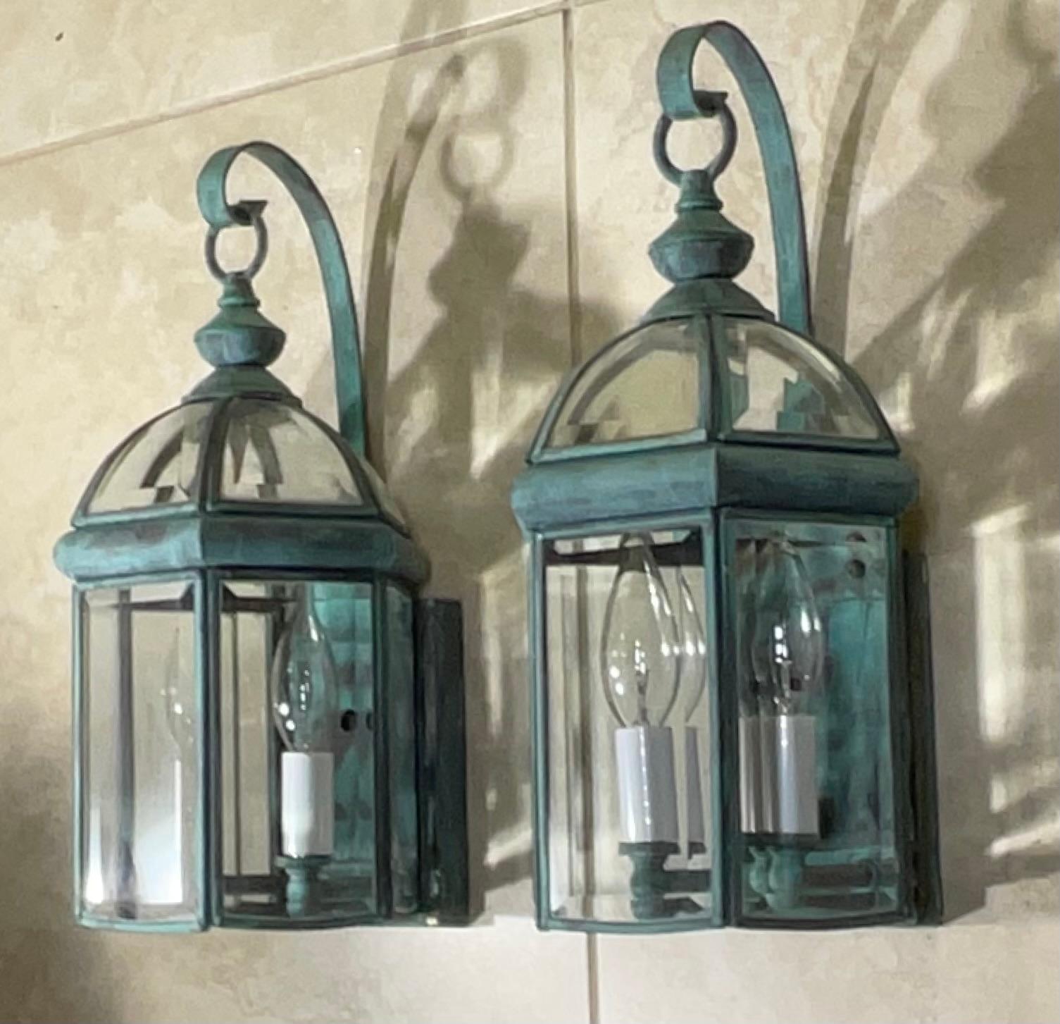 Elegance Paire d'appliques murales en laiton vintage  Lanternes -6 