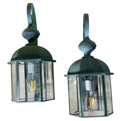 Elegant Pair of Vintage Brass Wall  Lanterns