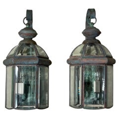 Elegant Pair of Vintage Brass Wall  Lanterns